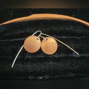 Vintage Copper Forget Me Not Flower Earrings